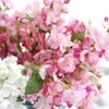 装飾的な花の花輪人工花の木チェリースプリングプラムブロッサムピーチブランチ30cm-60cm結婚式パーティーのためのシルクバッド
