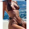 섹시한 비키니 여성 끈 팬티 수영복 세트 브라질 수영복 여름 해변 착용 Biquini 수영