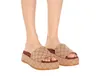 10A moda donna tela ricamata diapositive slip on pantofole ragazze 60mm Sandali con plateau rivestiti in tela con scatola e sacchetti per la polvere