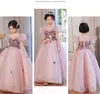 Vestidos de concurso de lentejuelas de lujo bling de lujo vestidos de niña de flores rosa ruido ruchado vestidos de fiesta vestidos de fiesta para niñas