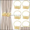 Other Home Decor Garden 6 Pieces Of Curtain Bezel Decorative Tie Alloy Gold Metal Hook Back Window Drop Delivery 2021 H1Bdp