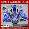 Suzuki GSXRのOEM Moto Body 1000 CC K5 GSX-R1000 2005 2006 Bodywork 122no.113 GSXR-1000 GSXR1000 1000CC 05 06 06 GSX R1000 05-06注入型フェアリングキット銀色ブルー