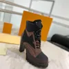 Designer Star Trail Ankle Boot Women Martin Boots Desert Genuine Leather Booties High Heel Treaded Rubber Outsole