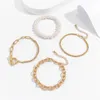 4pcs/conjuntos Bohemia Multilayer Contas Link Chain Pearls Bracelet for Women Luxury Jewelry Conjuntos de pulseiras Trendy Gift