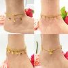 Lucky Bracelet on the leg Yellow Gold Filled Heart Bell Woman Anklets Lovely Fish Jewelry Gift 220321