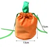 Halloween Velvet Pumpkin Bag Favor Candy Bag With String Cookies Storage Soft Packing Festival Decoration Cute Gift For Kids
