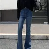 Syiwidii ​​Skinny Flare calça preta Jeans de cintura alta mulher vencida Bell Bottom Joggers XS Roupas azuis Vintage Streetwear 220815