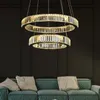 Lampy wiszące luksusowe kryształowe oświetlenie żyrandol do salonu lampa nowoczesna okrągła dekoracja led sztuka hang sondaż