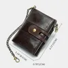 Wallets Genuine Cow Leather Men High Quality Card Holder Male Purse Short With Chain Double Zipper Wallet For MenWallets