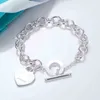 S925 Sterling Silver Pärled Heart Tif Classic Charm Love Armband OT High Quality Brand Jewelry 2022New