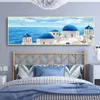 ギリシャ・サントリーニ・エーゲの海は青い海のモダン・キャンバスの絵画ポスターでボートを見る印刷壁アート写真家の装飾cuadros