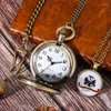 Pocket Watches Vintage Bronze Quartz Titta på US Army Commemorative Collection Present Set Men's Pendant Halsband Fob Chainpocket