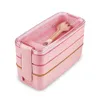 Wheat Straw Lunch Box for Kids Tuppers Food Containers School Camping Supplies Dinnerware Leak-Proof 3 Layer Bento Boxes FY5354 0704