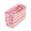 Tarwe Straw Lunch Box For Kids Tuppers Food Containers School Camping Supplies Dijkartikelen Lekbestendige 3 Laag Bento Boxes FY5354 0704