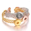 Charm Armband 18mm Snap Jewelry Gold Silver Color Button Armband Öppna ihåliga manschett Bangles för kvinnor Män Summer JewelryCharm Lars22