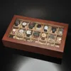 Watch Boxes & Cases 21 Grids Home Wooden Storage Box Case For Watches Men Gift With Glass Top