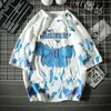 Moda borboleta impressa camiseta masculina harajuku oversized camiseta verão feminino t camisas streetwear masculino topos roupas