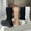 Дизайнерский протектор Slick Boots Graffiti Platform Boot Boot Women Fashion Black Ribbed List Nock Boot