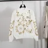 Tweede stuk broek voor dames Fashion Woman Tracksuit 2022 Autumn Winter Set Gold Leaf Disc Flower Borduurwerk Sweater BreaksUitsWomen's