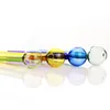 10cm pyrex glass oil burner pipes smoking multicolor thick handmade tube pipe transparent herb tobacco smoking