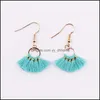 Dangle Chandelier Earrings Jewelry Trendy Mini Summer Bright Tassel For Women Gold Plated Circle Small Cotton Tassels Hook Accessories Dro