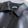 Nerazzurri Spring Brown Short Light Soft Faux Leather Jackets för kvinnor långärmad ficka överdimensionerad svart koreansk mode l220801