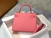 25 cm handgemaakte luxe tas vrouwen ontwerper portemonnee handtas Epsom lederen waslijn stiksel roze paarse kleuren groothandelsprijs