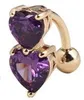 Navel Bell -knop Ringen Body sieraden 6 kleuren omgekeerd kristallen staaf buikring goud piercing twee hart pierce K2682 drop levering 2021 932RU