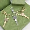 Luxury Keychain For Women Men Fashion Keyring Gold Buckle Stainless Steel Designer Keychains High Quality Drive Key Ring With Green Box