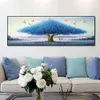 Abstract Art Blue Tree Tree Oil Painting Canvas Pintura Cartaz Impressão Nórdica Arte da parede Imagem para sala de estar Home sem moldura