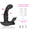 Ikoky Telescopic Anal Plug Vibrator Prostate Massage Sexiga leksaker för män Silikon 20 Frekvens Remote Control Male Butt Plugs