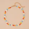 Nouveau fait à la main arc-en-ciel perles de rocaille pendentifs Simple collier Bracelet femmes mode sauvage doux coloré collier bijoux cadeau