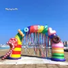 Outdoor Inflatable Rainbow Arch 7m Width Colorful Air Blow Up Curved Candy Archway For Park And Circus Entrance Decoration