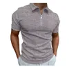 2022 Summer Waffle stały kolor golfowy Polos dla mężczyzn Slim Fit Lapel Lapel krótki rękaw Casual Polo Tshirt PLS-80