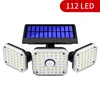 Solar Motion Sensor Lights Outdoor 48/112/182 LED Flood Light Waterproof 3 Modes 4 Adjustable Heads Solar Powered Wall Lamp