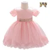 Vestido de batismo para meninas, primeiro aniversário, infantil, 2 anos, festa, bordado, renda branca, roupas para recém-nascidos 3190003