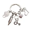 Newest Love Nurse Hat Stethoscope Syringe Mask Keychain Alloy Key Chain Women Men Accessories Gift