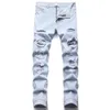 Cinza claro fino ajuste rasgado jeans masculino moda estilo de rua calças jeans primavera outono streetwear masculino desiger lavado calças252s