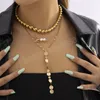 Klasik çok katmanlı altın renkli plastik zincir kolye kadın pullu kristal kolye tünek moda takı