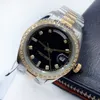 Watchsc - Reloj de pulsera mecánico automático de 41 mm y 36 mm con bisel de acero inoxidable para mujer y mujer con diamantes y relojes de pulsera luminosos impermeables