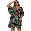 Plus size jurken damesjurk casual zomer boho print vrouwen kleding korte mouw losse vintage streetwear vestidoplus