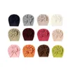 24 Colors Elastic Soft Beanie for Baby Turban Waffle Knitted Hat Cute Bow Newborn Skullies Children Knot Knit Bonnet Headwrap