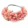 25Color Bride Rose Flower Wreath Head bands Women Girl Floral Crown Hairband Wedding Head Elastic Rubber band Garland Bohemia Headwear