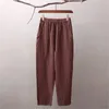 Calça feminina feminina capris feminina linho de algodão joggers m-2xl casual solto vintage all-match streetwear harém calças 12 cores