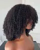 Afro Kinky Curly Wig With Bangs Full Machine Made 180 200 250 Density Remy Brazilian Short Human Hair s 220707