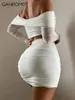 Шикарные элегантные сетчатые платья 2 куски двух модных произведений женские летние короткие юбки Костюмы Сексуальные наряды для женщины 220506