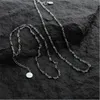 Double Necklace Men's Niche Design Retro Simple Epoxy Green Slim Clavicle Chain Fashion Versatile Jewelry Accessories