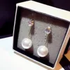 Dangle & Chandelier Korean Zircon Pearl Earrings For Women Delicate Front And Back Design Jewelry Brincos WholesaleDangle