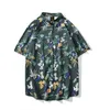 Camisas casuais masculinas de verão férias de praia de praia camisa de manga curta juvenil havaiana retro impressão floral solta top diariamente com p