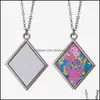 Sublimation Blank Necklace Party Zinc Alloy Playing Card Necklaces Heat Transfer Valentines Day Mothers Pendants Diy Women Gift Drop Deliver